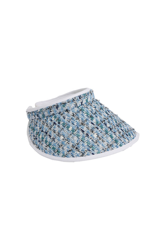 Blue patterned St. John Knits Malbon visor on a white background
