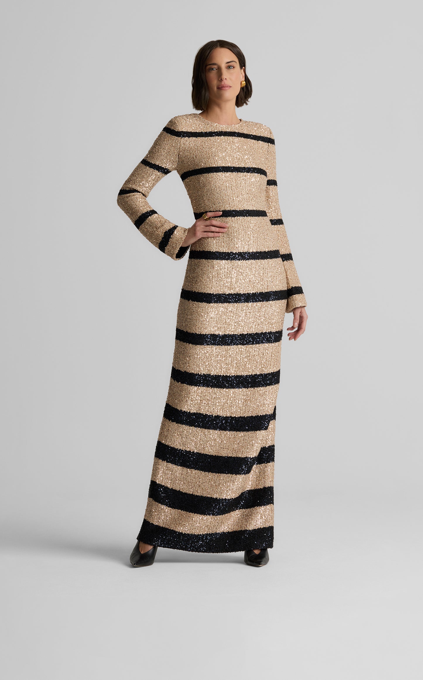 Etta Gown in Stripe Sequin Knit