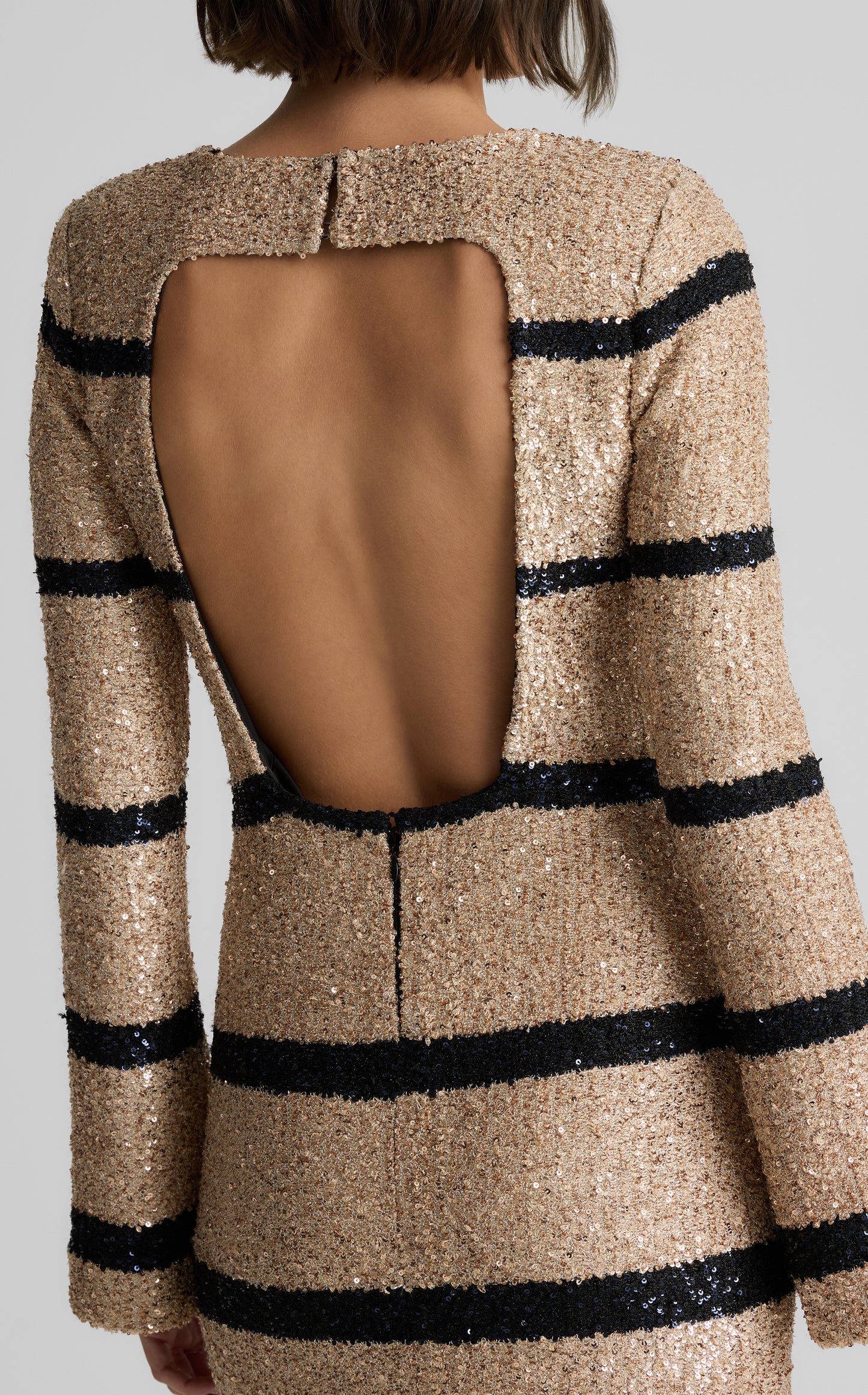 Etta Gown in Stripe Sequin Knit