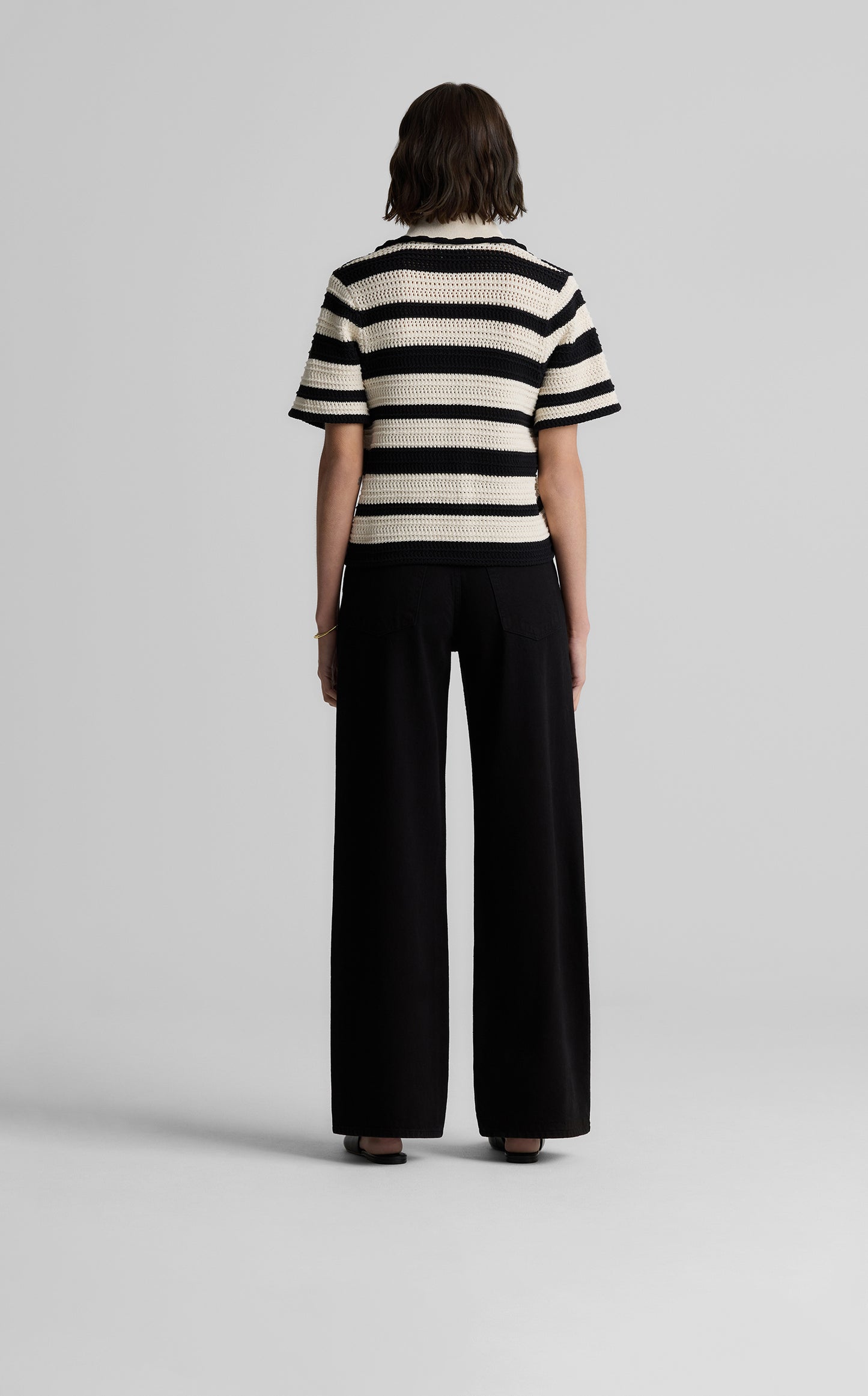 Reagan Sweater in Striped Pointelle Knit