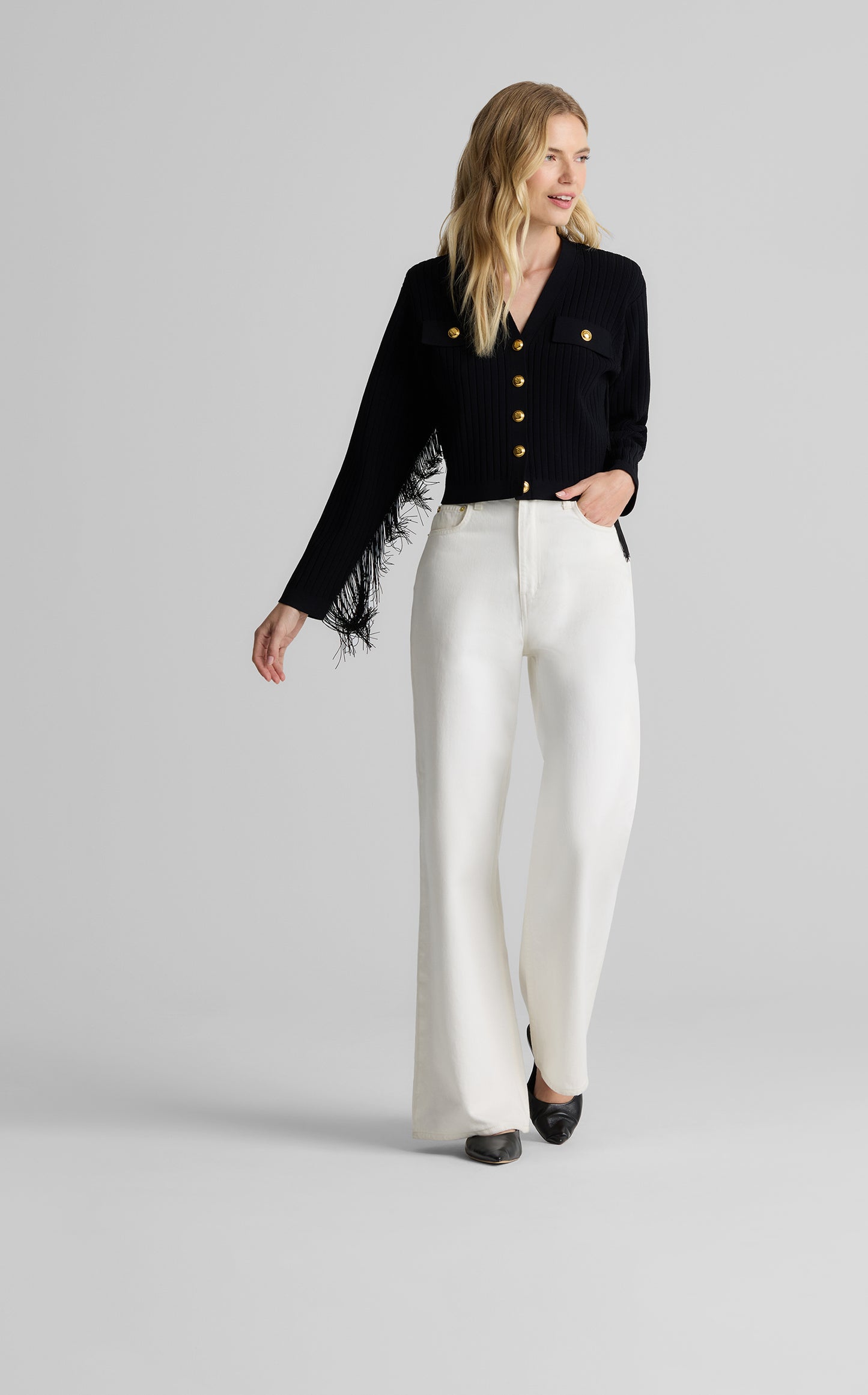 Priscilla Jacket in Fringed Rib Knit