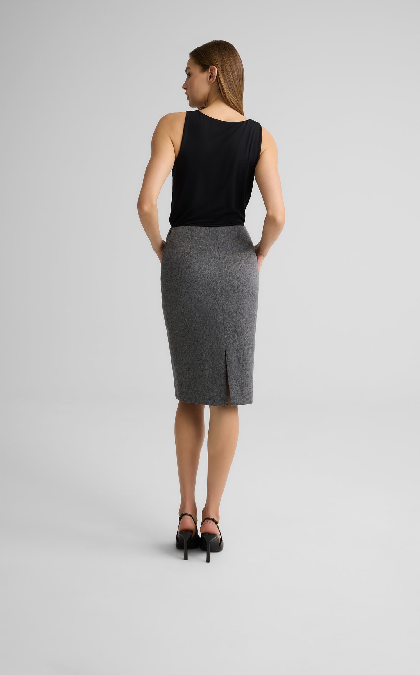 Sylvia Skirt in Stretch Twill Suiting